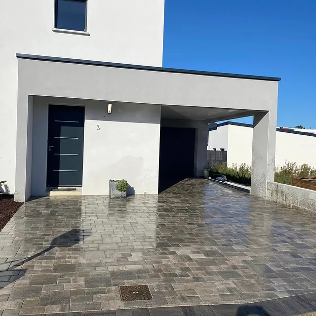 Pose de terrasse, dalles modernes 